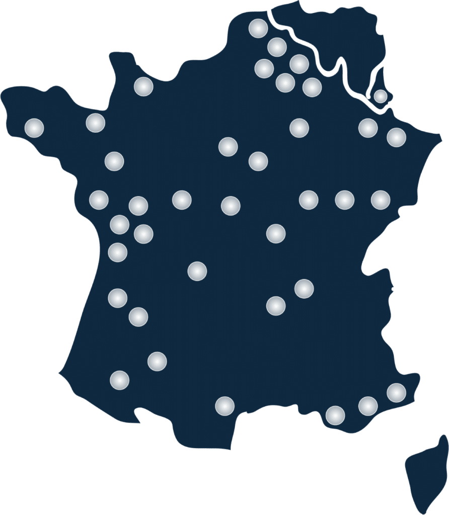 carte de la France avec les différents sites Parkki
